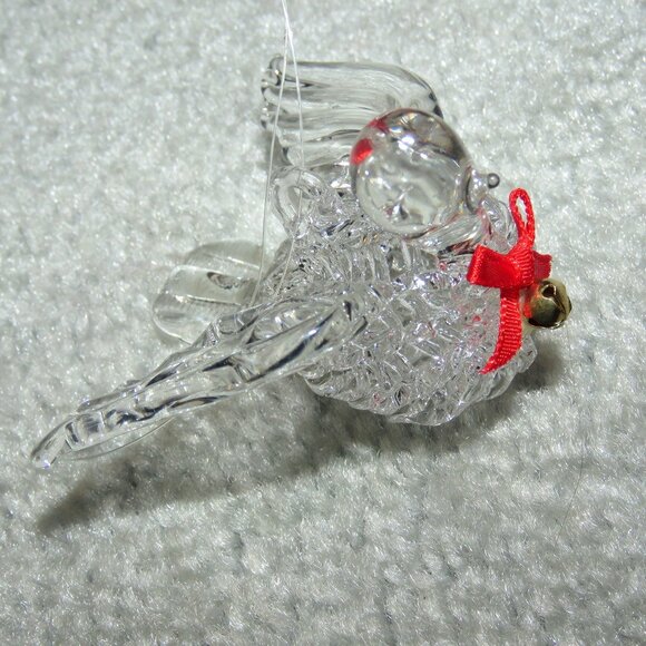Vintage Clear Spun Glass Crystal Bird Hanging Christmas Holiday Ornament - Picture 1 of 11